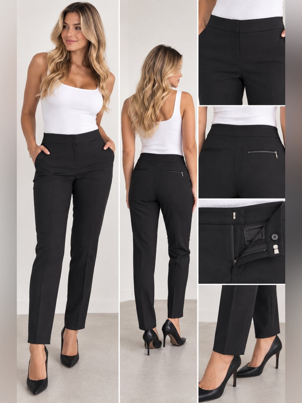 LOFT Black Slim Ankle Trousers